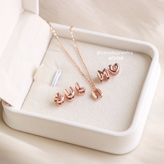 Senyda Custom Bubble Letters Nameplate Gold Necklace - Only Pendant