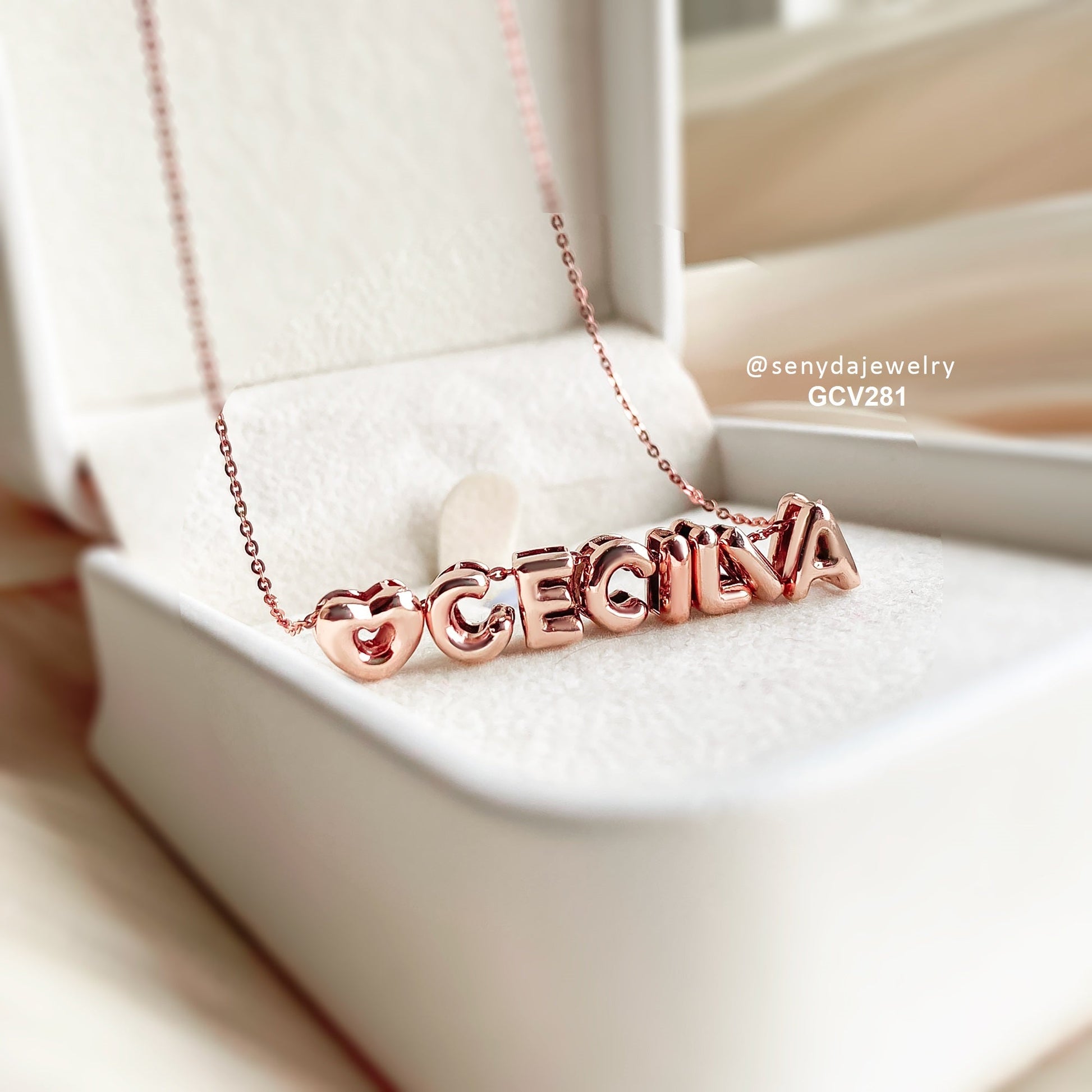 Senyda Custom Bubble Letters Nameplate Gold Necklace - Only Pendant