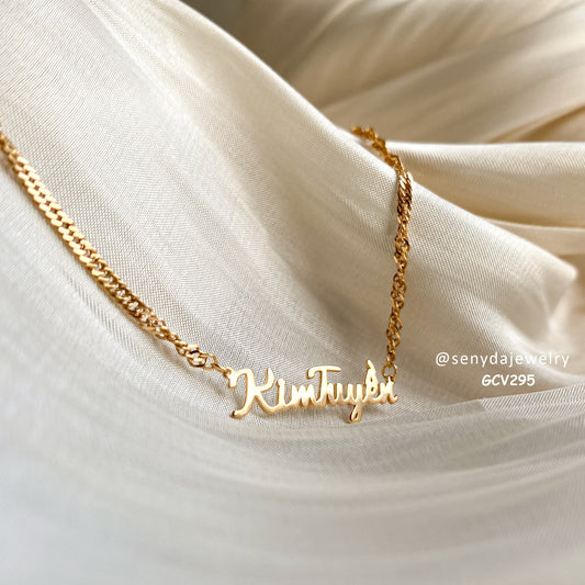 Senyda 14K Solid Gold Tiny Dream Name Necklace