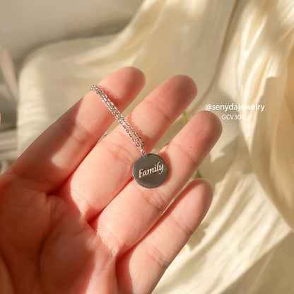 Personalized Engraved Round Disc Necklace