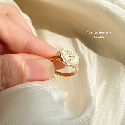 Personalized Engraved Initial Round Signet Ring