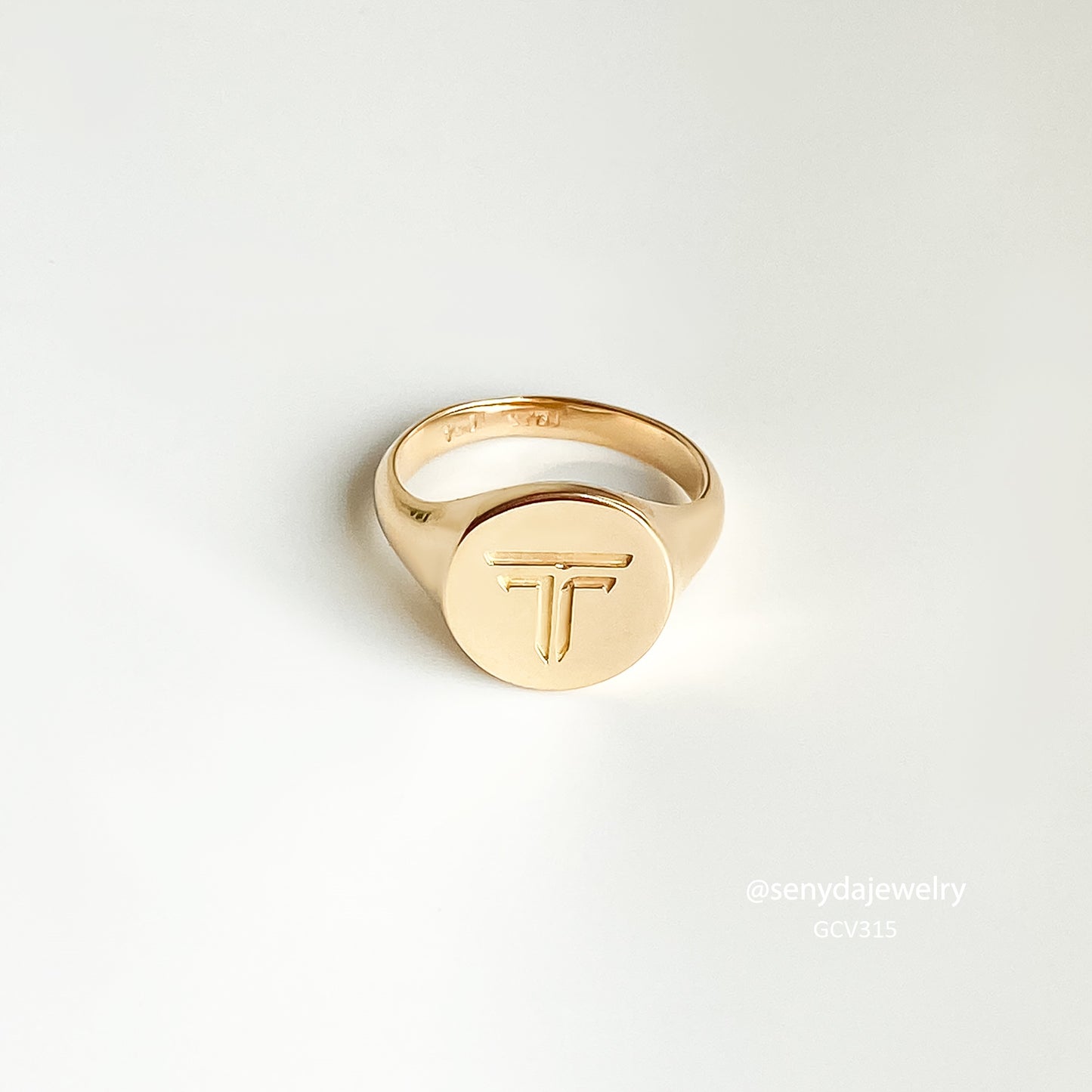 Personalized Engraved Initial Round Signet Ring