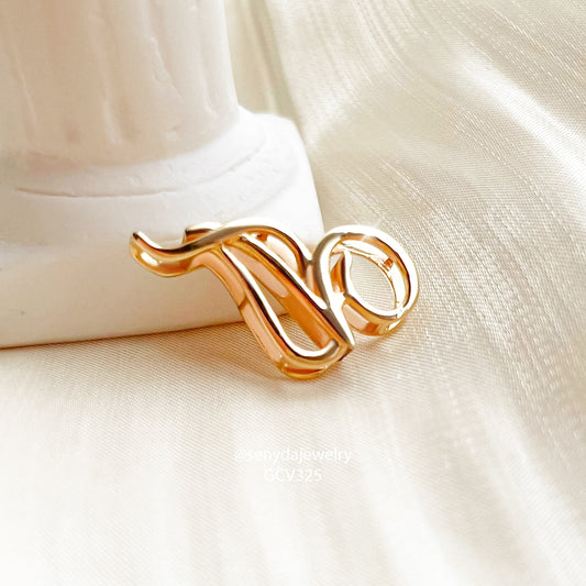 Senyda 14K Gold Two Interlocking Custom Initial Pendant - Only Pendant