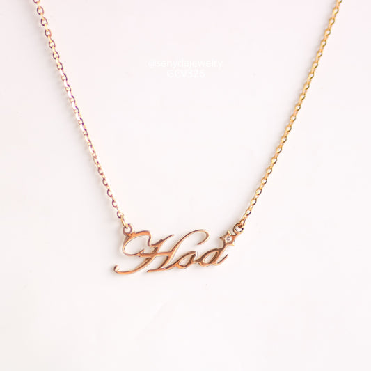 Senyda 14K Solid Gold Personalized Name Necklace With Sparkle Star