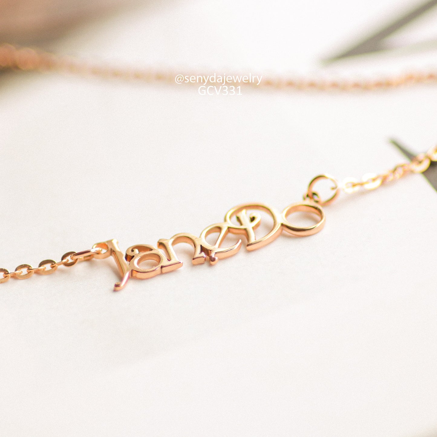 Senyda 14K Solid Gold Handwritten Name Necklace