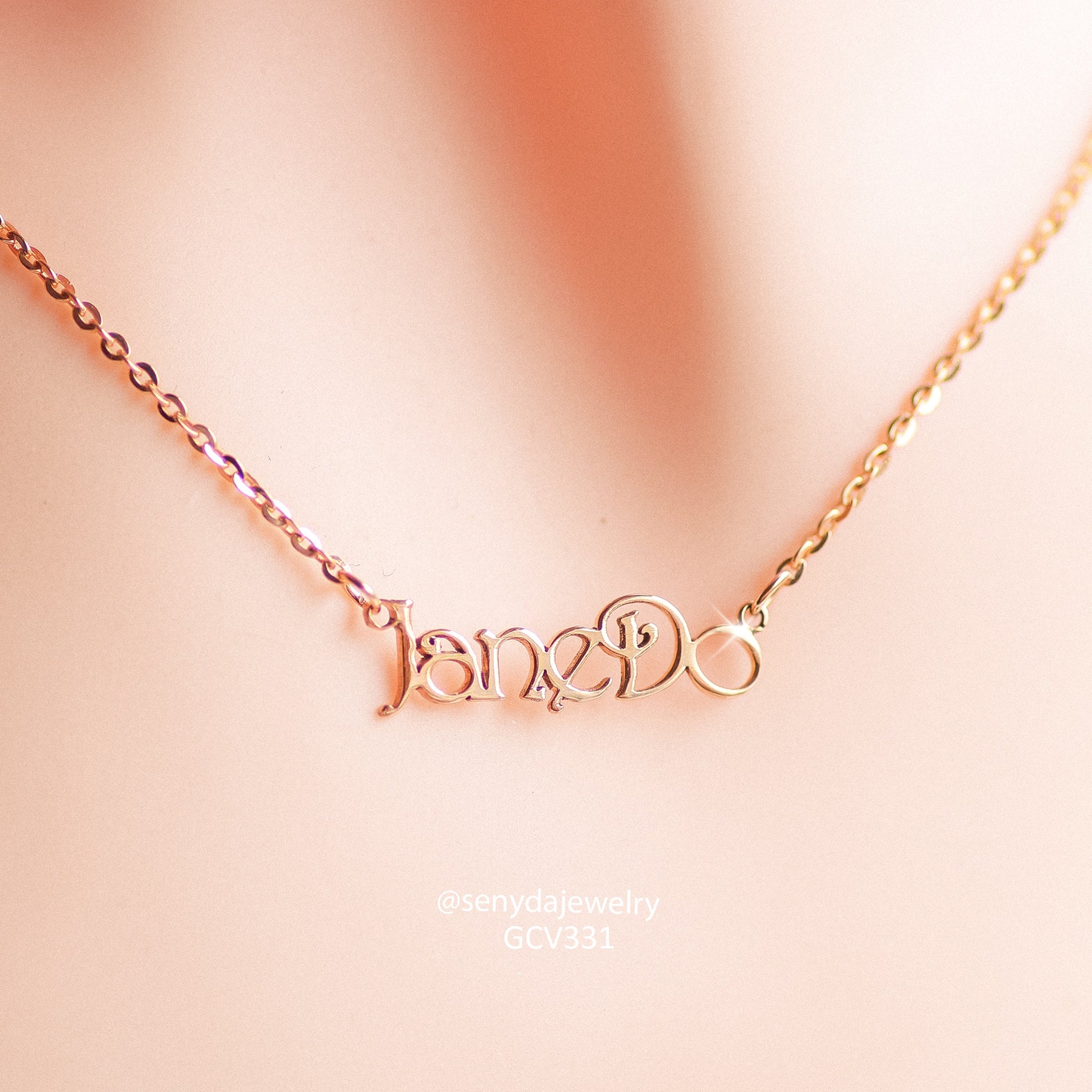 Senyda 14K Solid Gold Handwritten Name Necklace