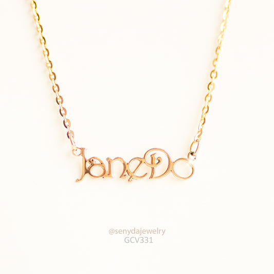 Senyda 14K Solid Gold Handwritten Name Necklace