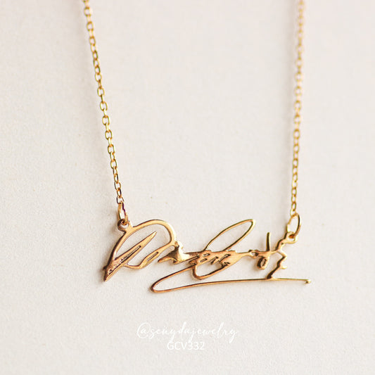 Senyda 14K Solid Gold Custom Signature Name Pendant Necklace