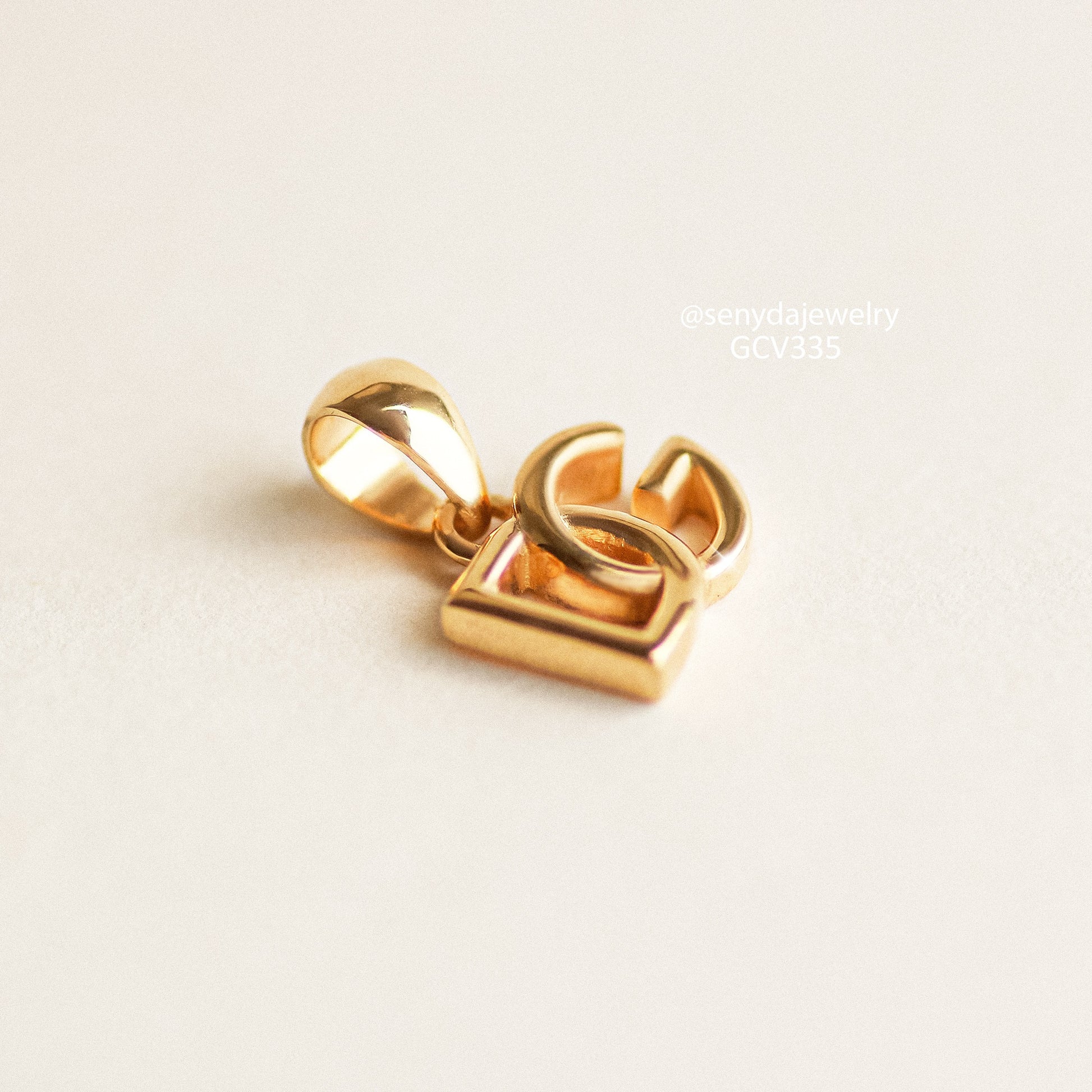  14K Gold Initial Necklace Plain