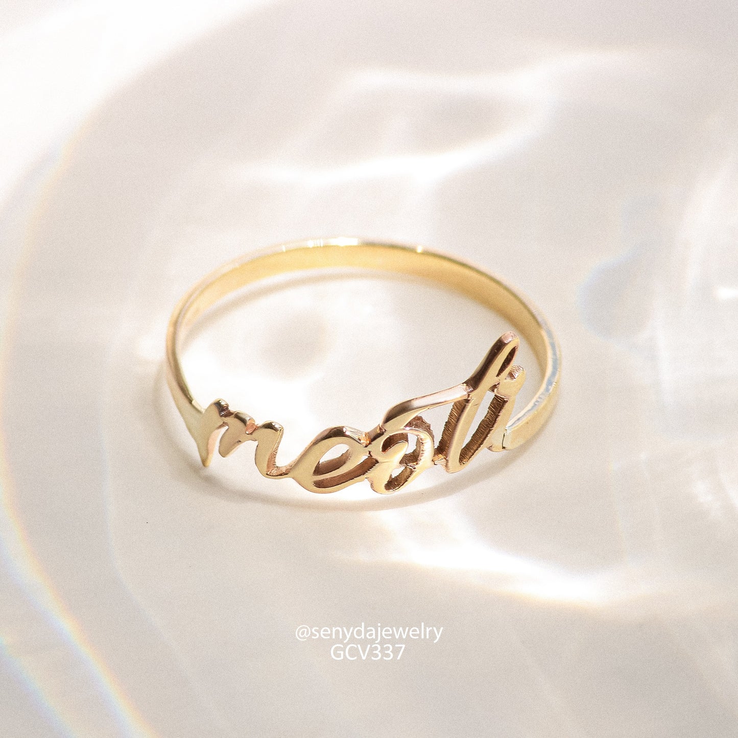 Senyda 10K Solid Gold Custom Name Ring