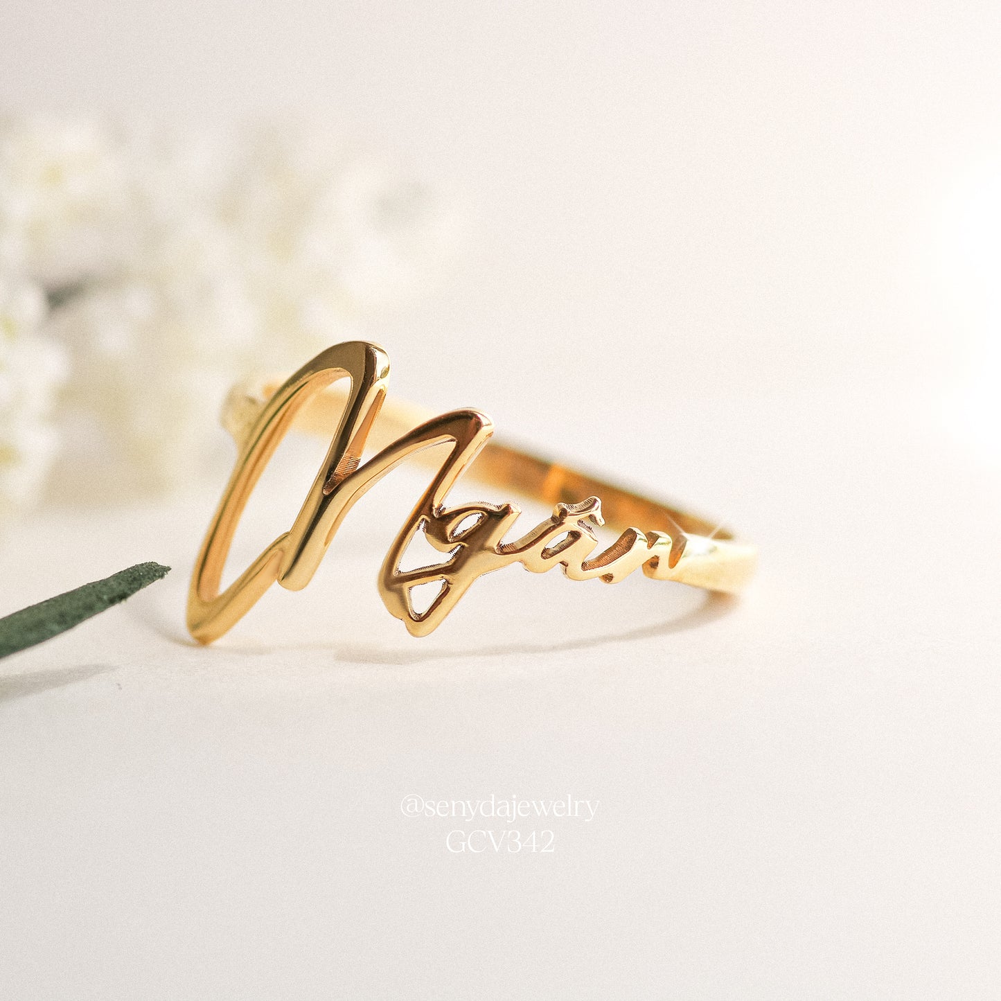 Senyda 10K Solid Gold Custom Name Ring