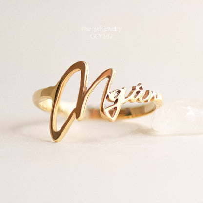 Senyda 10K Solid Gold Custom Name Ring