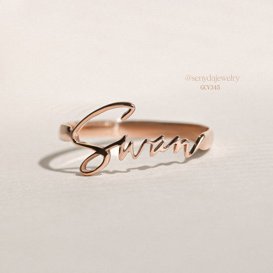 Senyda 10K Solid Gold Custom Name Ring
