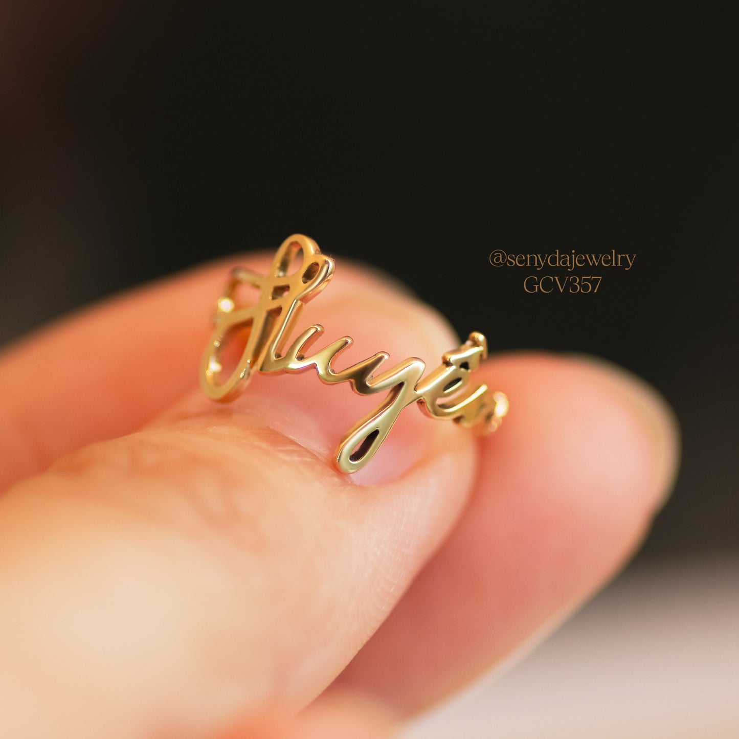 Senyda 10K Solid Gold Custom Name Ring