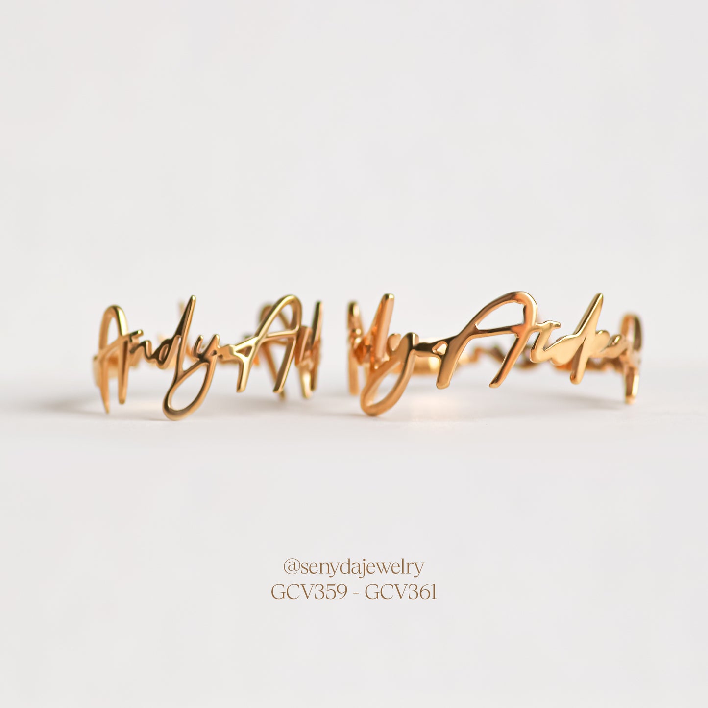 Senyda 10K Solid Gold Custom Three Names Ring