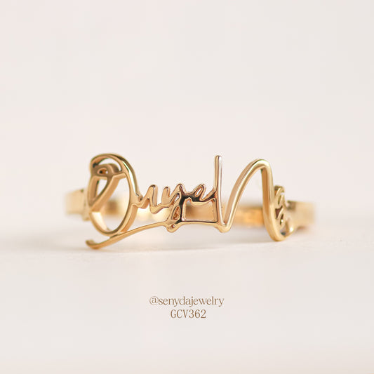Senyda 14K Solid Gold Custom Name Ring