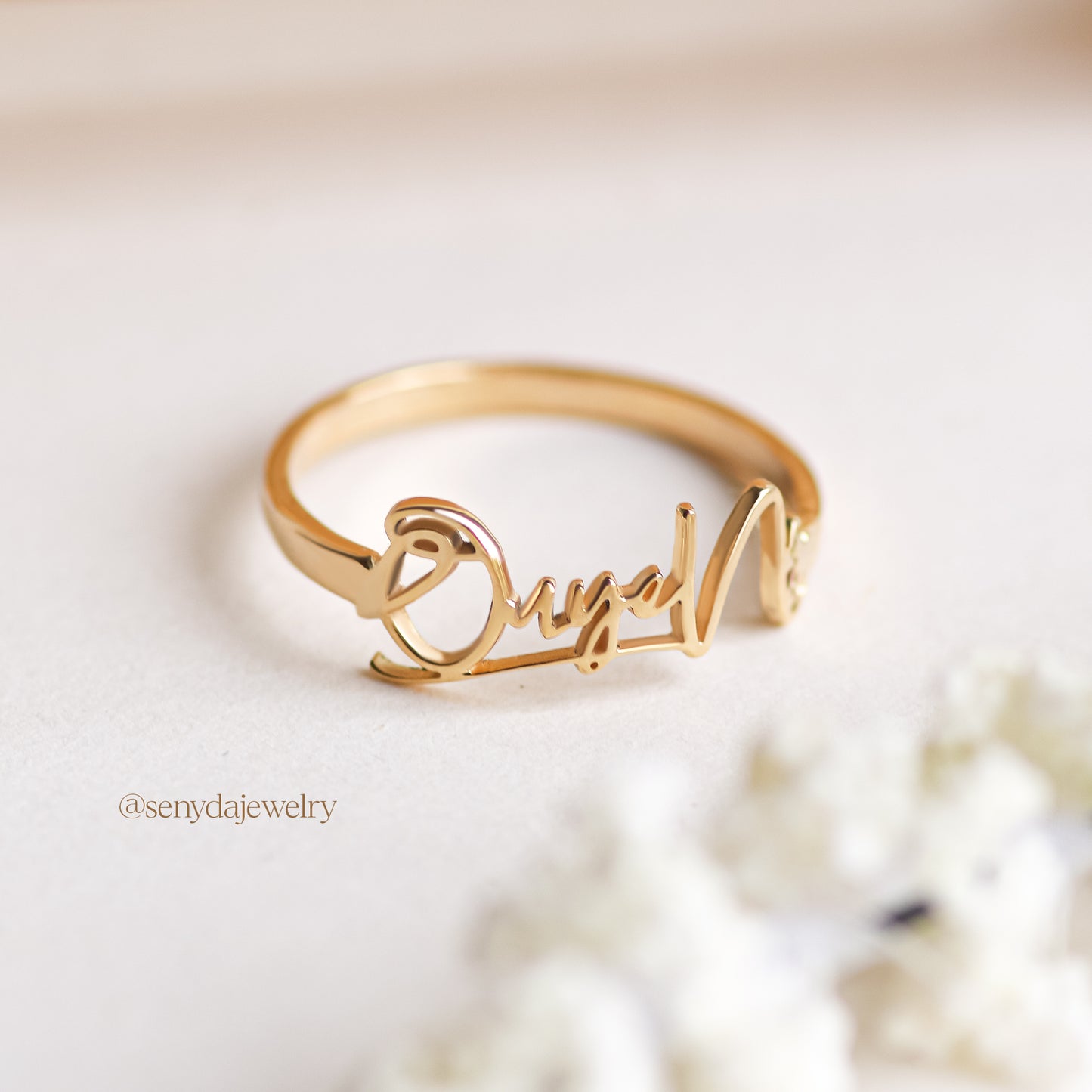 Senyda 14K Solid Gold Custom Name Ring