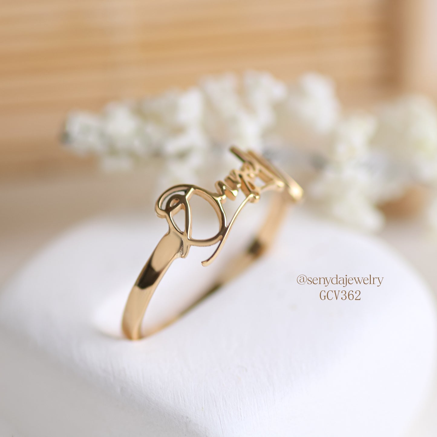 Senyda 14K Solid Gold Custom Name Ring