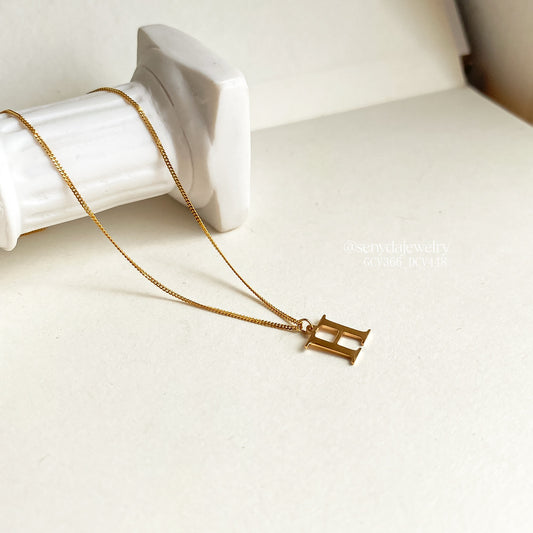 Plain Initial Necklace (Letter H) - 10K Solid Gold