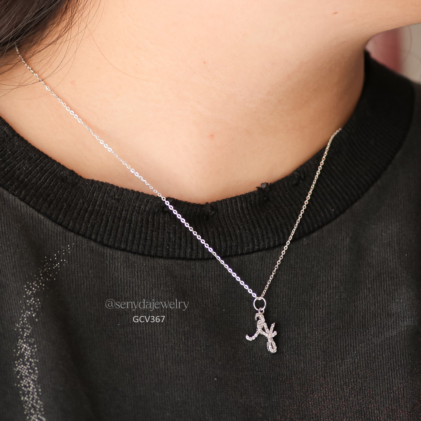 Pave Interlocking Initials Necklace