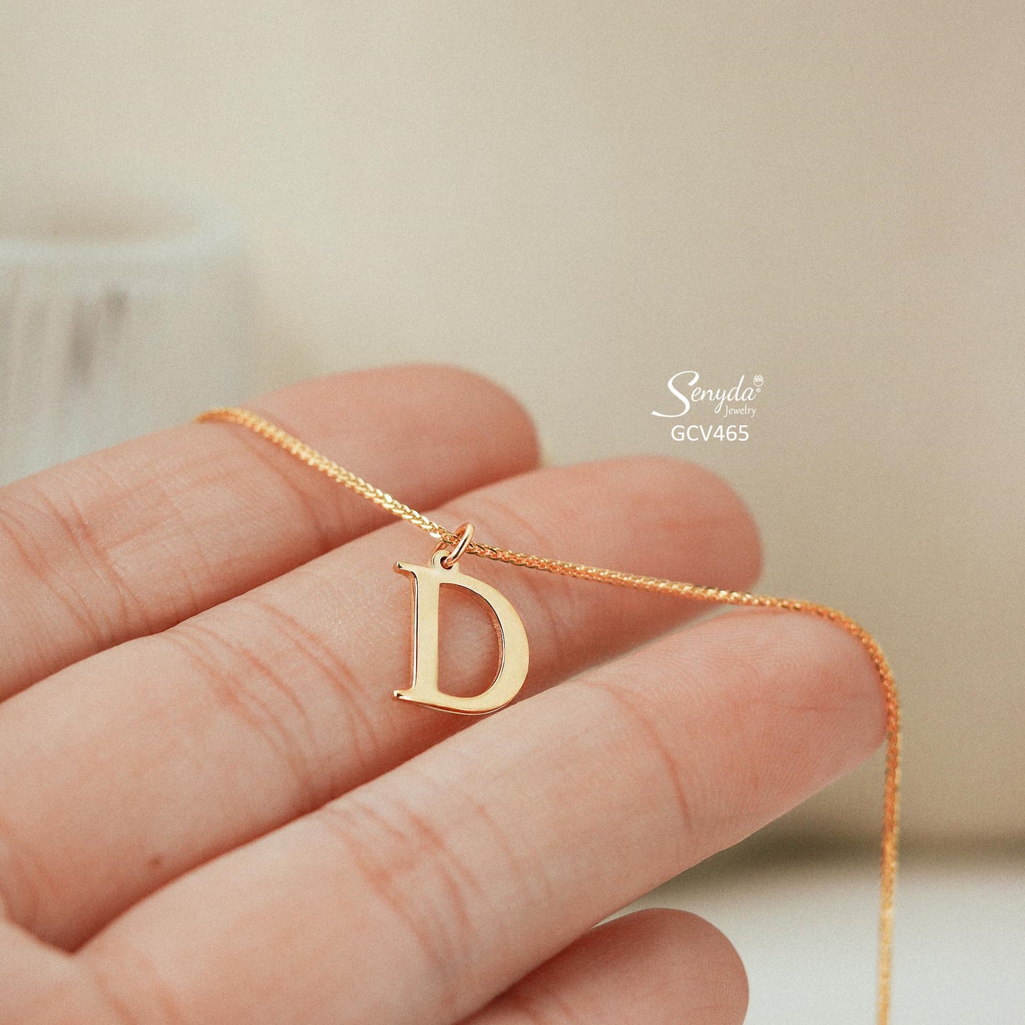 Solid Gold Classic Custom Initial Necklace