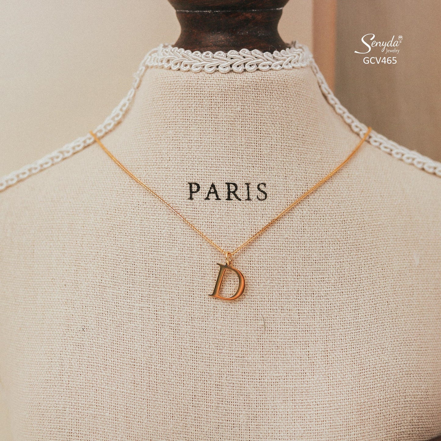 Solid Gold Classic Custom Initial Necklace