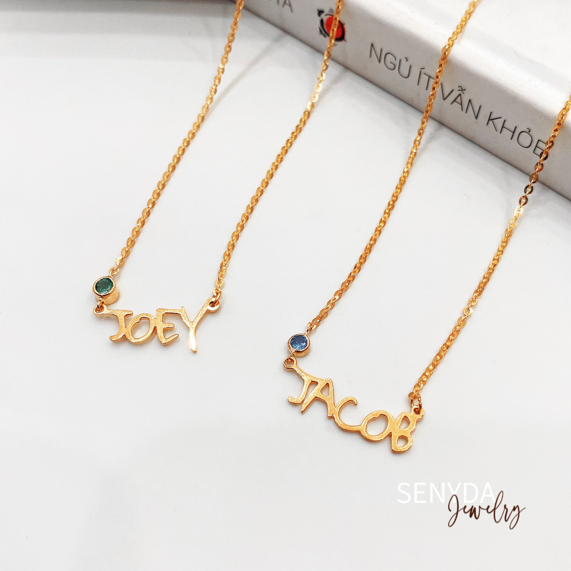 Senyda Tiny Dream Name Necklace with Birthday Stone