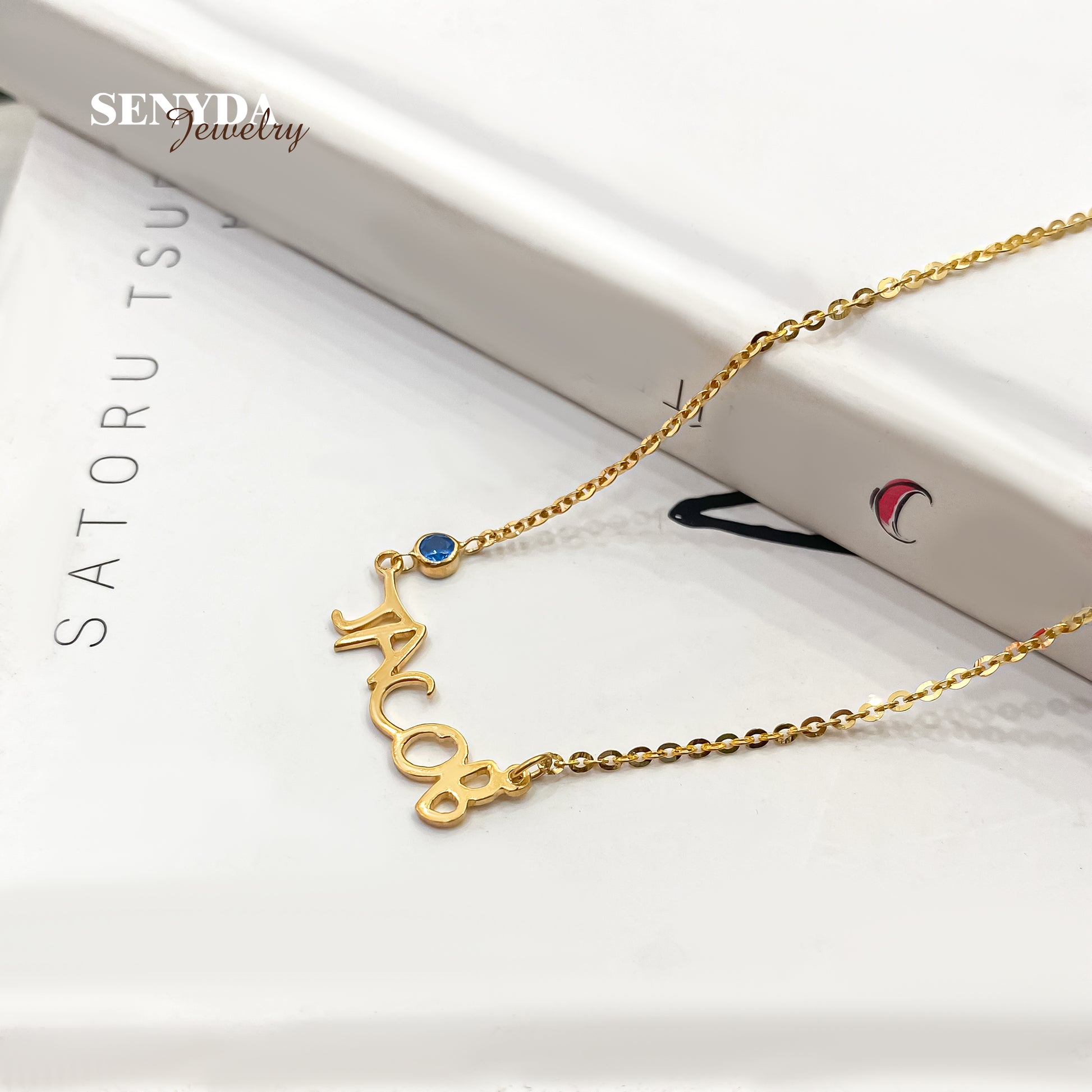 Senyda Custom Name Pendant Necklace with Birthday Stone
