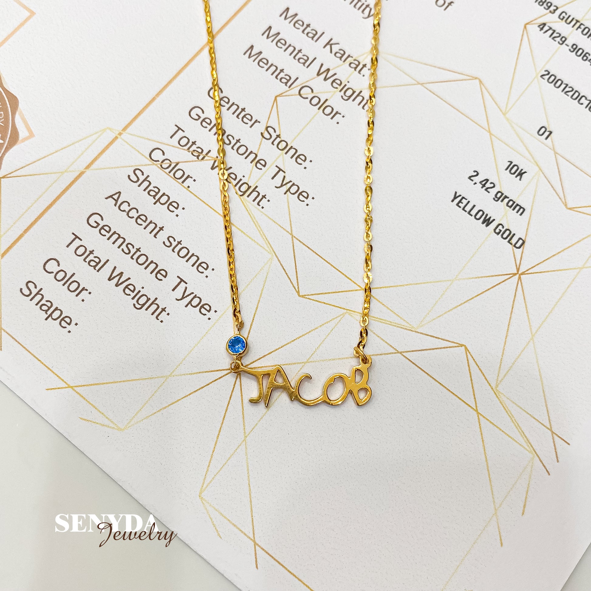 Senyda Tiny Dream Name Necklace with Birthday Stone