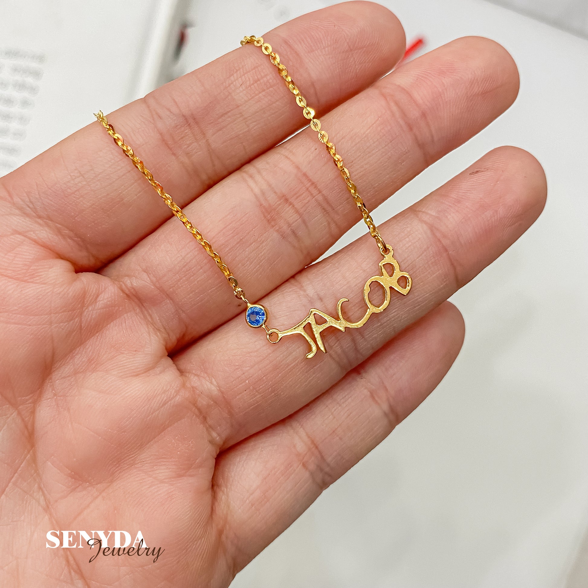 Senyda Tiny Dream Name Necklace with Birthday Stone
