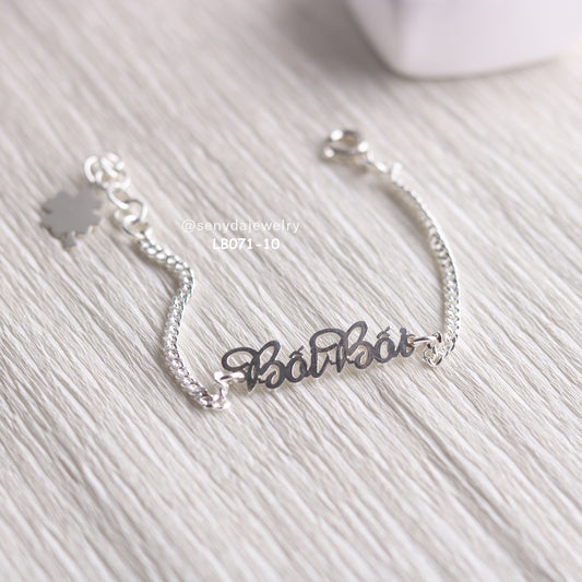 Sterling Silver 925 Personalized Baby Name In Curb Bracelet