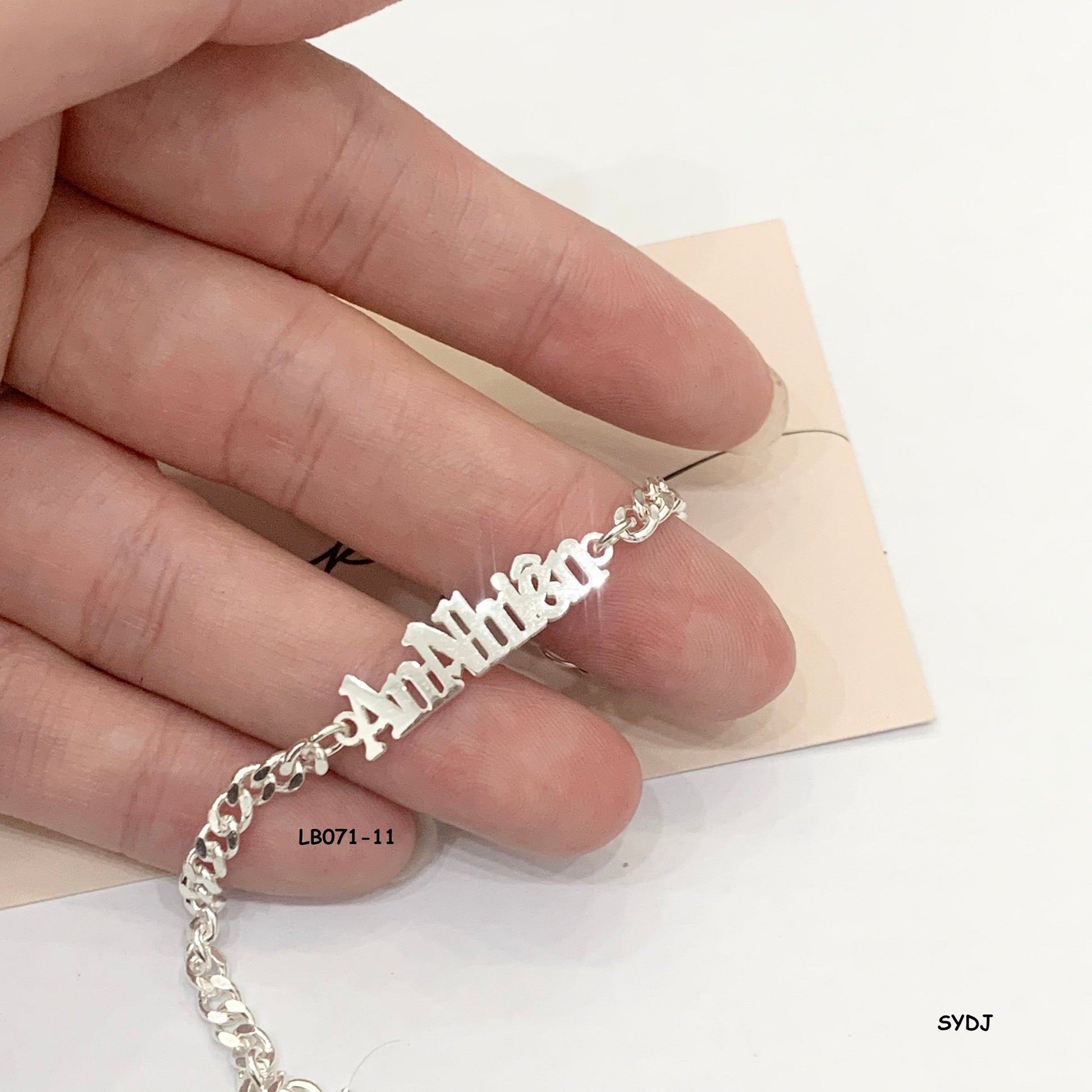 Sterling Silver 925 Personalized Baby Name In Curb Bracelet