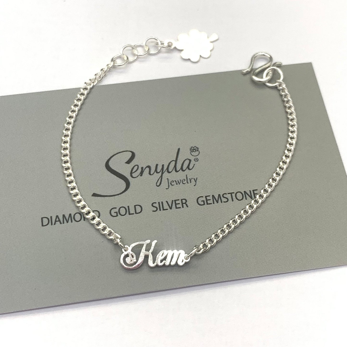 Sterling Silver 925 Personalized Baby Name In Curb Bracelet