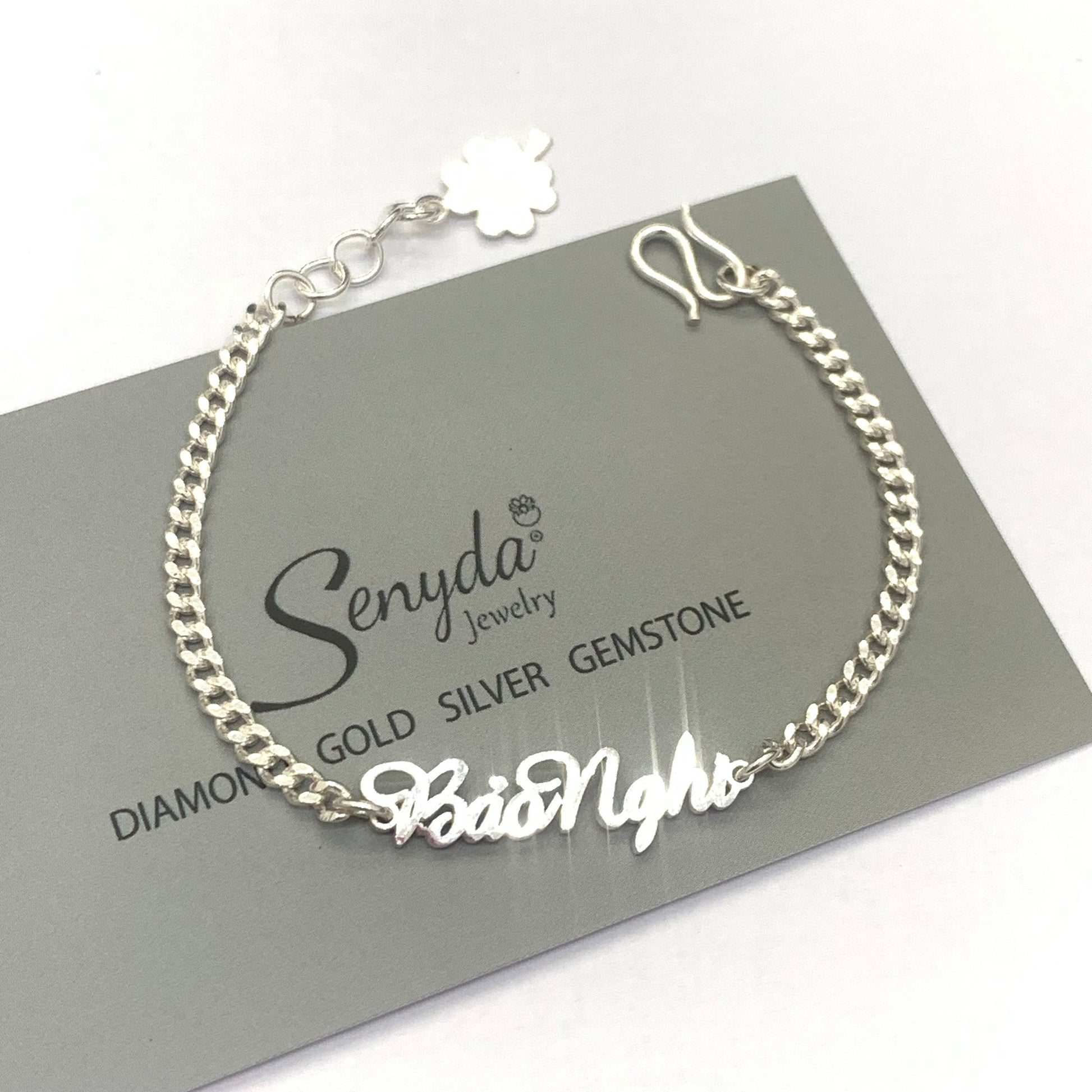 Sterling Silver 925 Personalized Baby Name In Curb Bracelet