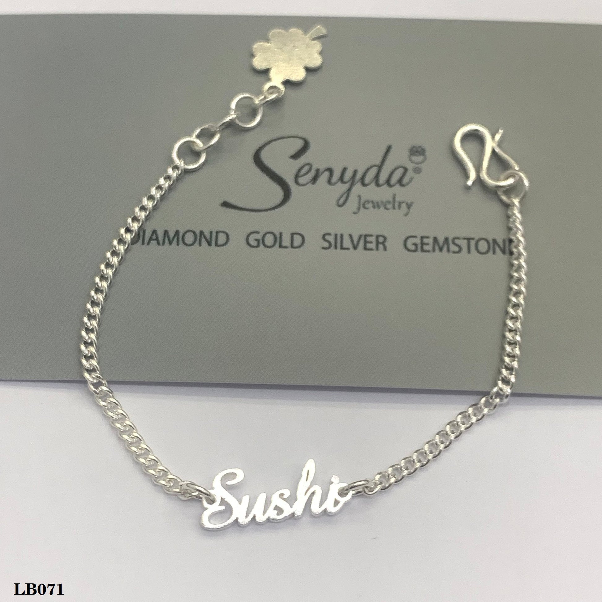 Sterling Silver 925 Personalized Baby Name In Curb Bracelet