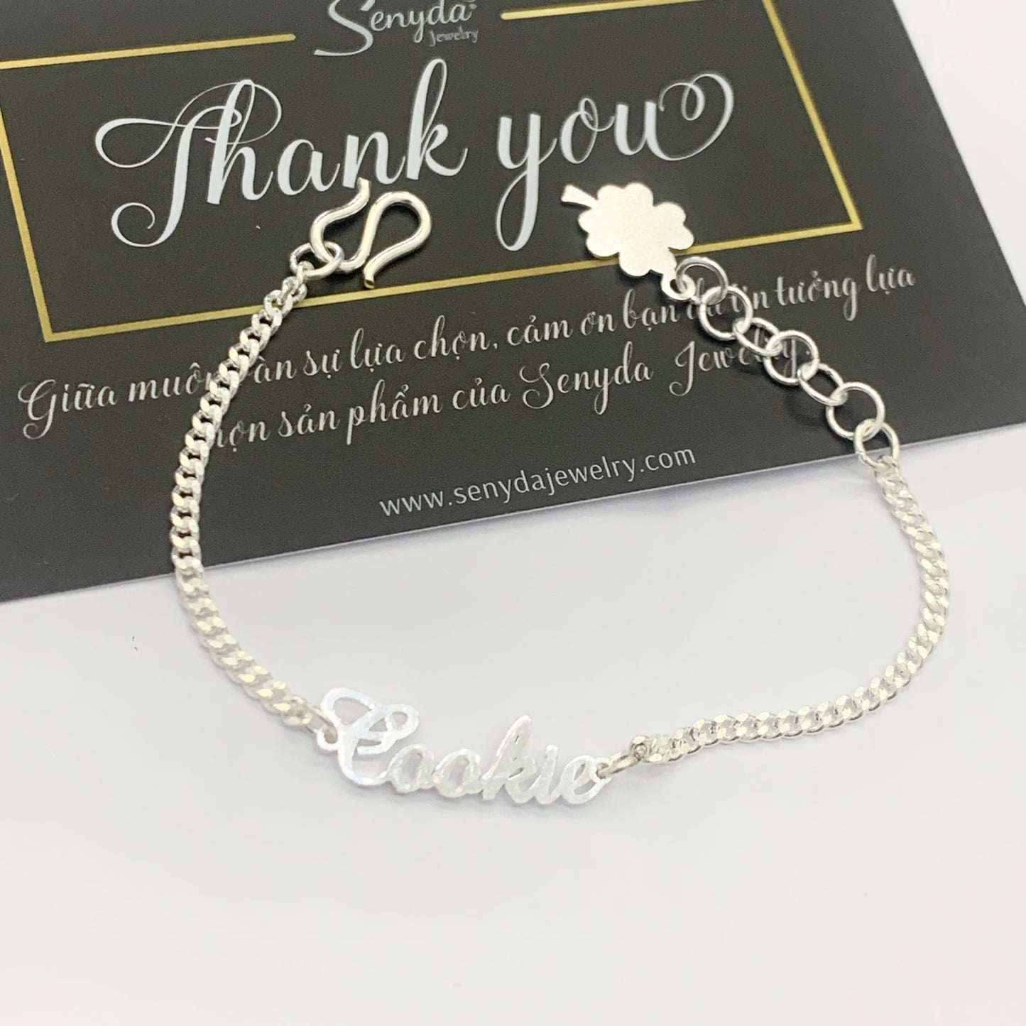 Sterling Silver 925 Personalized Baby Name In Curb Bracelet