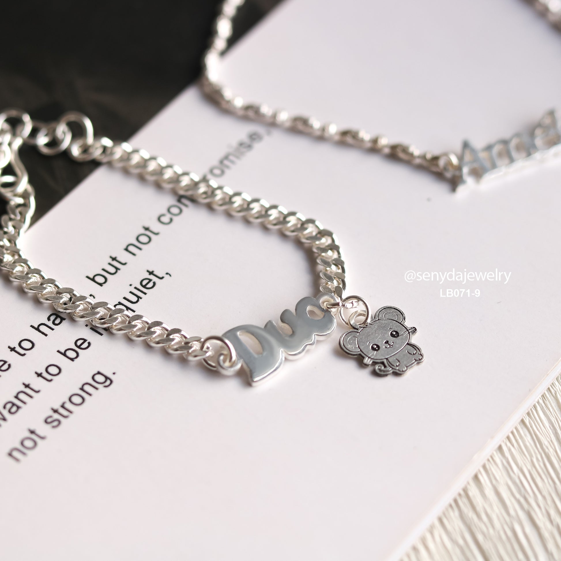 Sterling Silver 925 Personalized Baby Name In Curb Bracelet