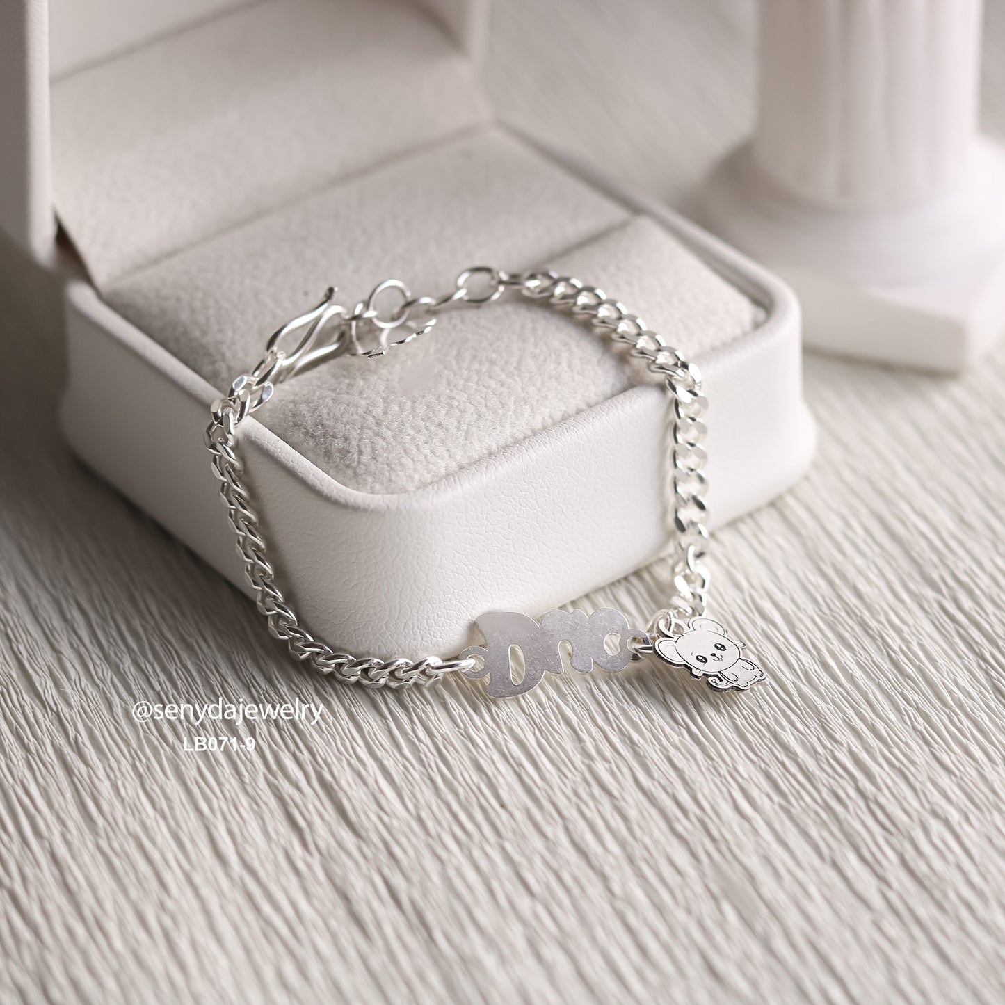 Sterling Silver 925 Personalized Baby Name In Curb Bracelet