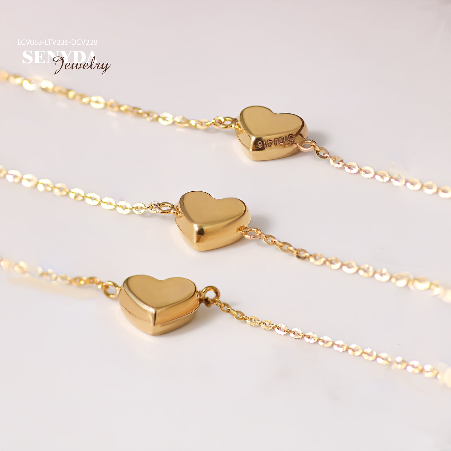 10K Solid Gold Puffed Heart Necklace