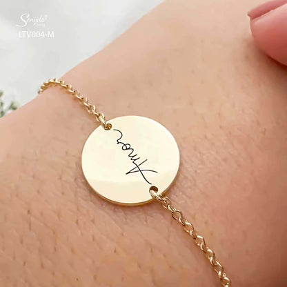 Personalized Engraved Round Disc Bracelet