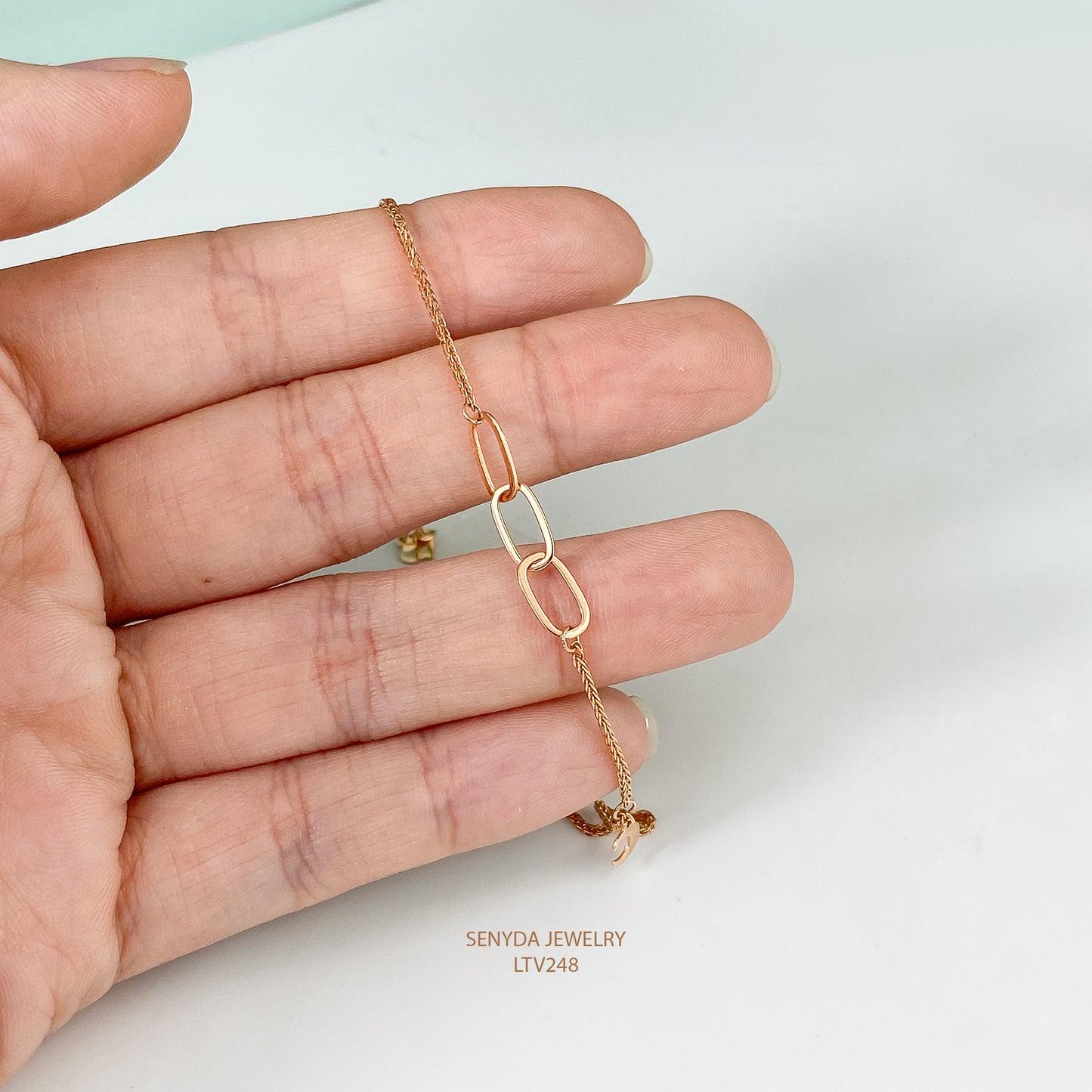 Senyda 18K Solid Gold Moon Charm Bracelet