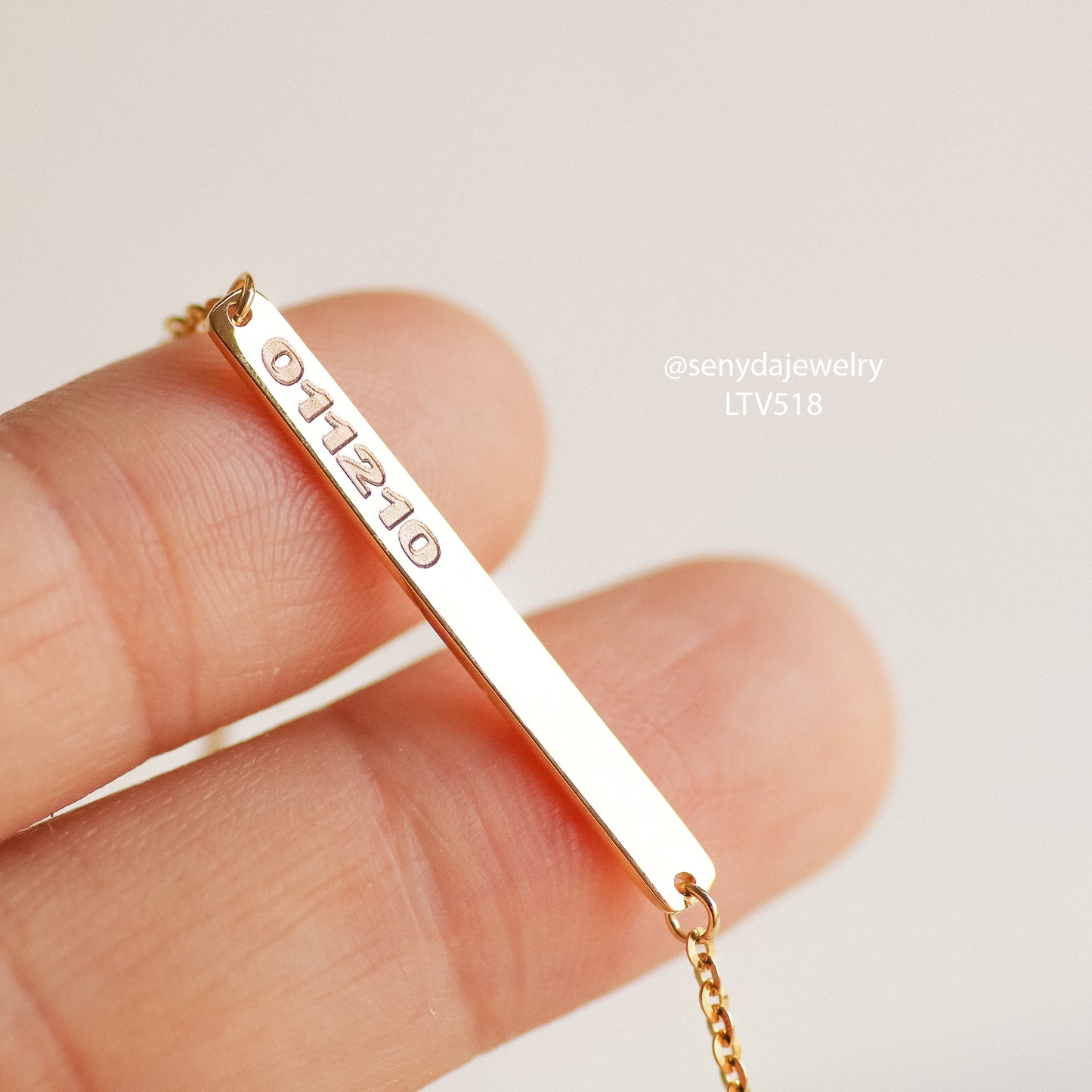 Custom Engraved Rectangular Bar Bracelet