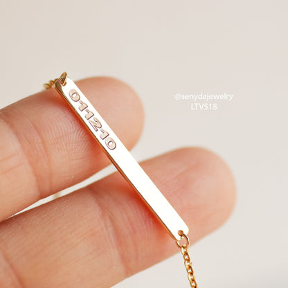 Custom Engraved Rectangular Bar Bracelet