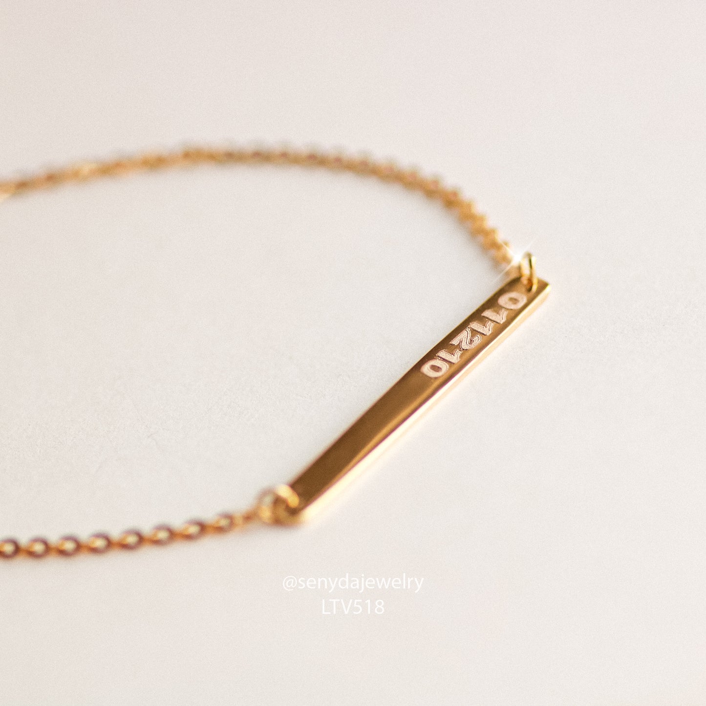 Custom Engraved Rectangular Bar Bracelet