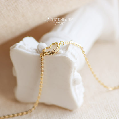 10K Solid Gold Heart Stone Bracelet