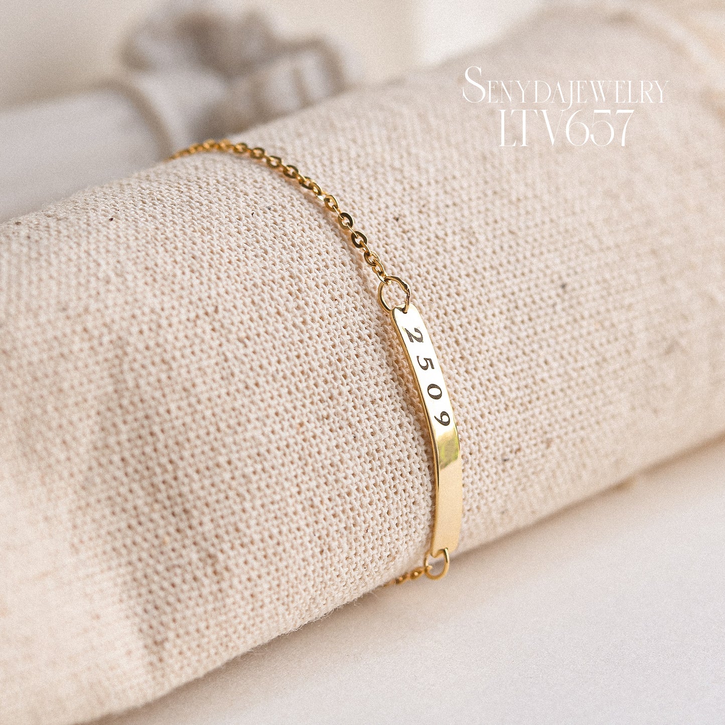 Custom Engraved Rectangular Bar Bracelet