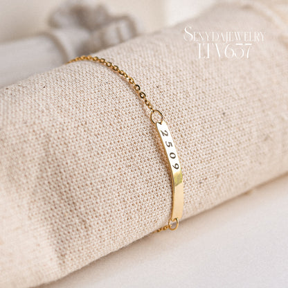 Custom Engraved Rectangular Bar Bracelet