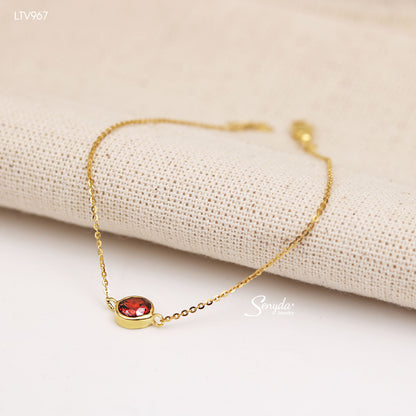 14K Solid Gold Red Spinel Bezel Bracelet