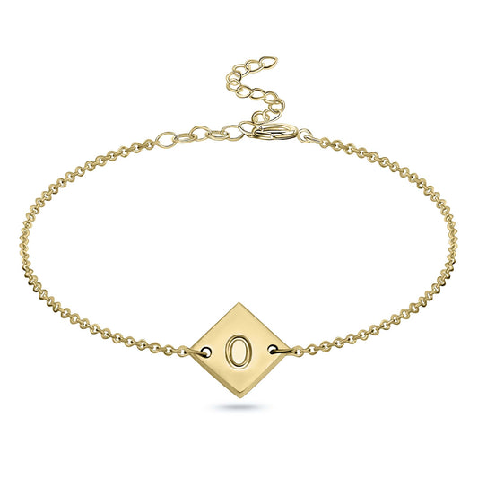 Senyda Custom Initial Engraved Letters Rhombus Link Bracelet