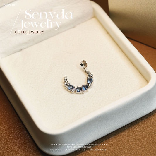 Senyda 10K Solid Gold Crescent Moon Colorful Pendant